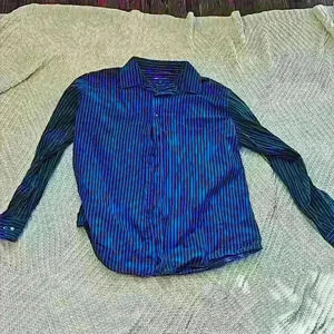 Mens BCBG Attitude Modern Fit Blue Pinstripe Button Down Shirt XL